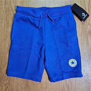 Converse All Star Chuck Taylor Logo Shorts Kids Size 7 Blue White French Terry